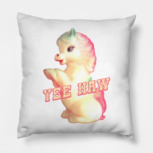 Retro Pony Yee Haw Pillow by Marianne Martin