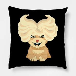 funny happy cute little dog long blonde hair Pillow