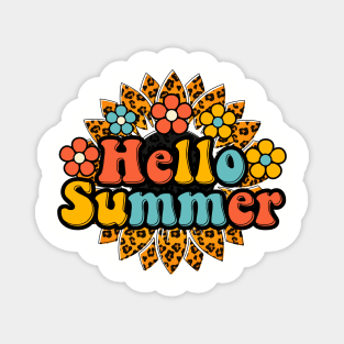 Hello Summer Sublimation Leo Pattern Sunflower Summer T-Shirt Magnet