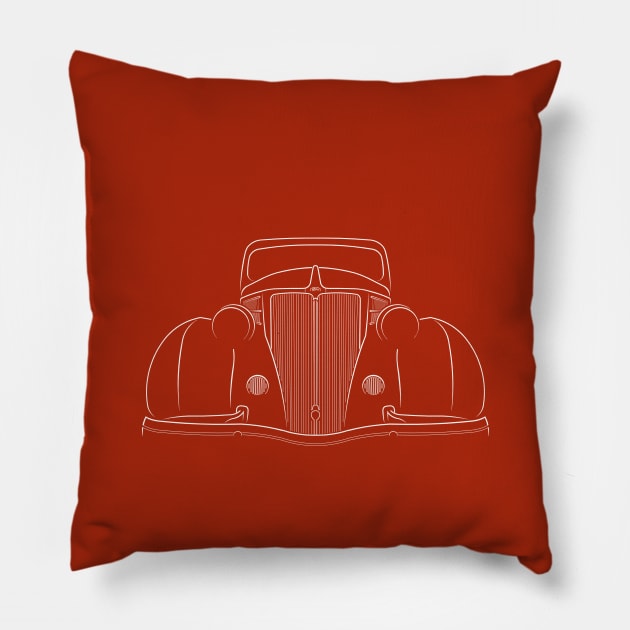 1936 Ford - front stencil, white Pillow by mal_photography