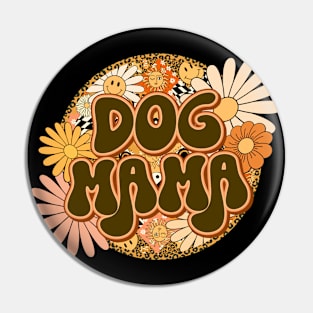 Dog Mama Retro Groovy Floral Leopard Pin