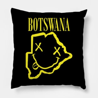 Vibrant Botswana Africa x Eyes Happy Face: Unleash Your 90s Grunge Spirit! Smiling Squiggly Mouth Dazed Smiley Face Pillow