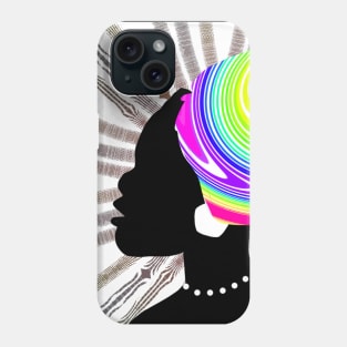 Woman Silhouette With a Rainbow Head Scarf Phone Case