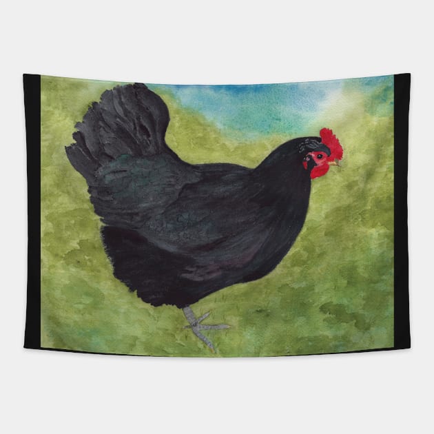 How Do You Like My Little Black Dress? Black Hen Tapestry by ConniSchaf