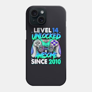 Level 14 Unlocked Awesome Since 2010 14Th Birthday Gaming Phone Case