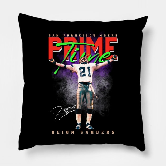 Deion Sanders - San Francisco 49ers Original Aesthetic Tribute 〶 Pillow by Terahertz'Cloth
