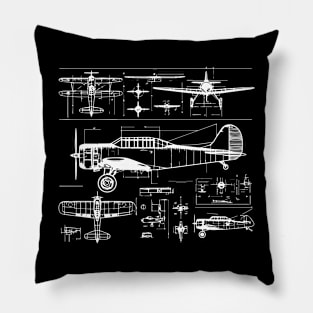 plane blueprint Pillow