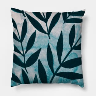 Black branches - blue and beige background Pillow