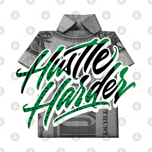 Hustle Harder Lucky Green Retro by funandgames