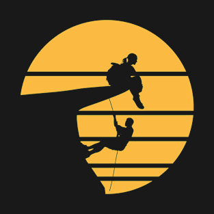 Climbing sunset man conquers woman T-Shirt