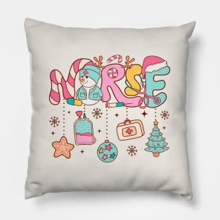 Retro Nurse Christmas Pillow