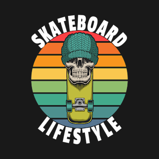 Skateboarding Lifestyle - Skull Wearing A Beanie - Cool T-Shirt