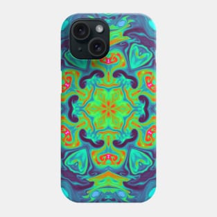 Psychedelic Mandala Flower Green Blue and Red Phone Case