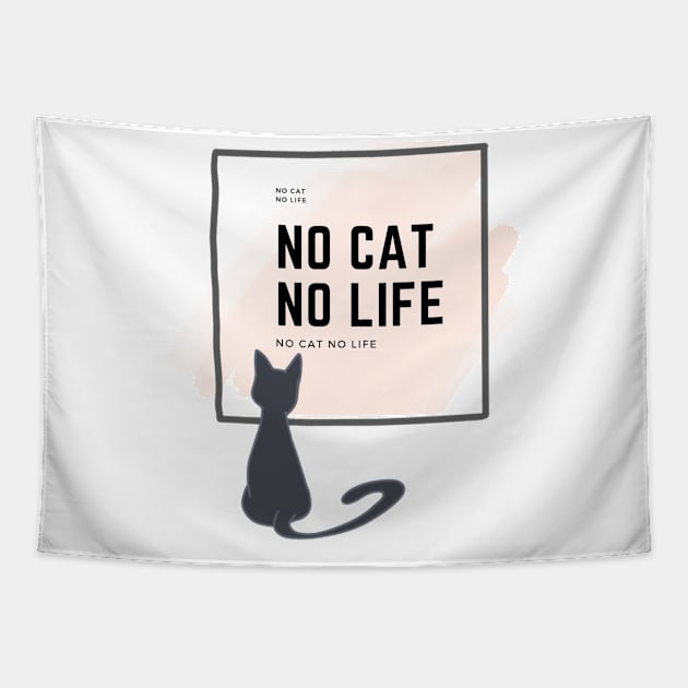 A lovely black cat look forward to “no cat no life” board Tapestry by Ashitaa