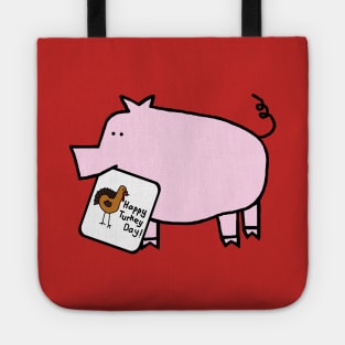 Cute Pig With Thanksgiving Turkey Greetings Tote