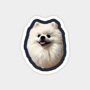 Pomeranian Cute White Puppy Dog Magnet