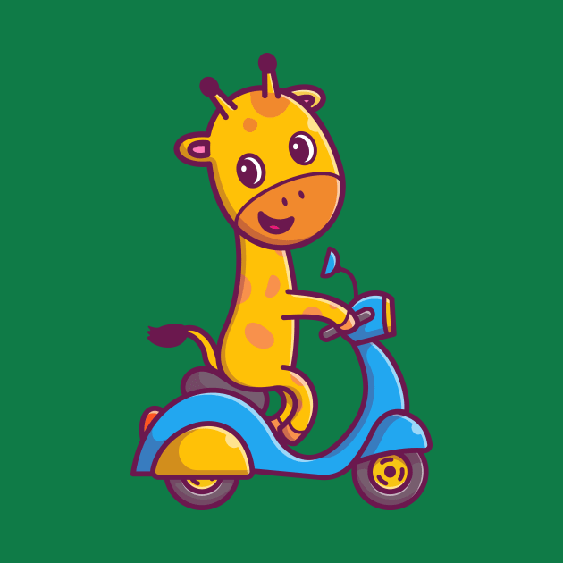 Cute Giraffe Riding Scooter Cartoon by Catalyst Labs