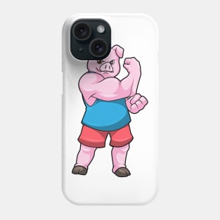 Pig as Bodybuilder with big Upper arm Phone Case