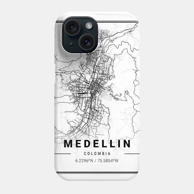 Medellin Light City Map Phone Case by tienstencil