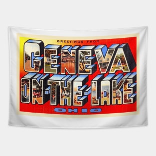 Greetings from Geneva on the Lake, Ohio - Vintage Large Letter Postcard Tapestry