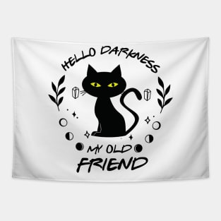 Hello Darkness, Black Cat Friend Tapestry