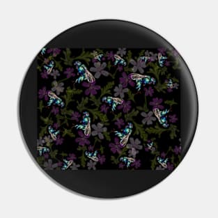 Copy of Bee with orchid and flowers black background Pin