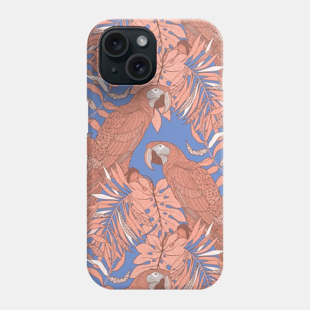 Coral and Purple Parrots Phone Case by Carolina Díaz