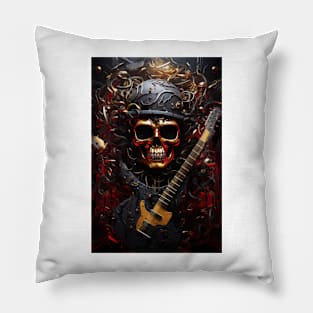 Red and gold Metalhead Pillow