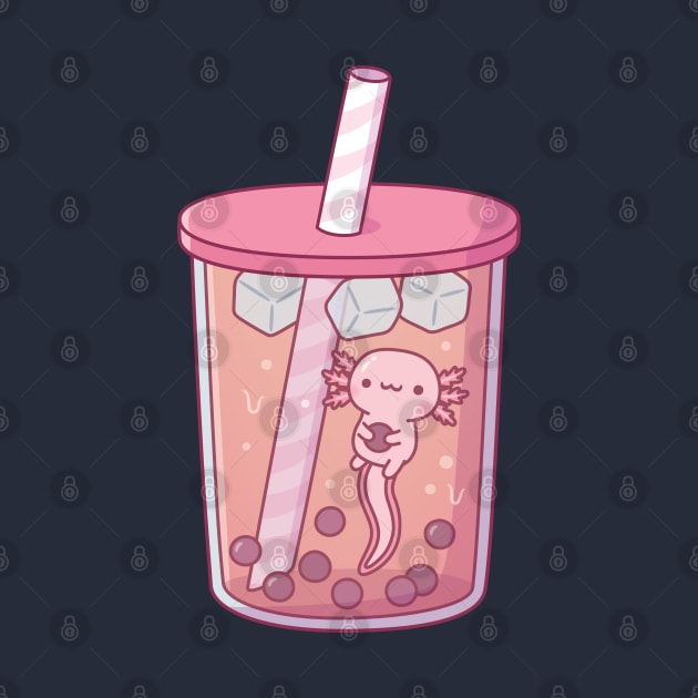 Cute Axolotl Swimming In Bubble Tea by rustydoodle