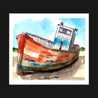 Watercolour Art - Beached Boat T-Shirt