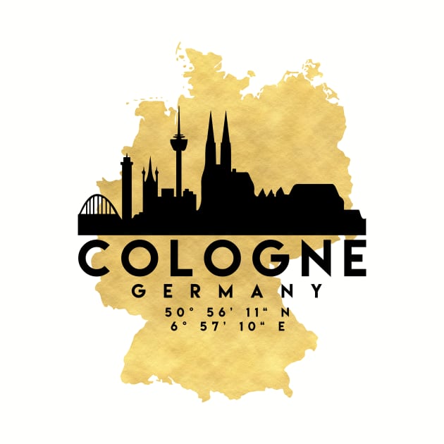 Cologne Germany Skyline Map Art by deificusArt