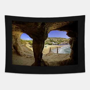 Matala cave & beach - Crete island Tapestry