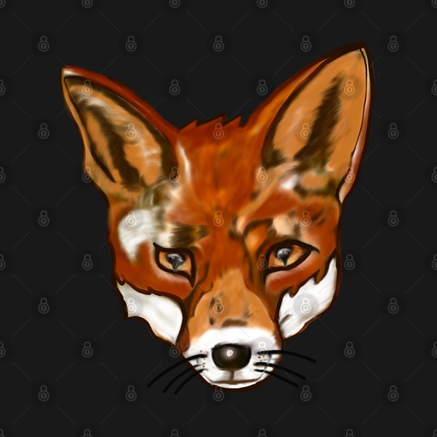 Fox art Urban red Fox face - Vulpes Vulpes close up painting  of a red fox by Artonmytee