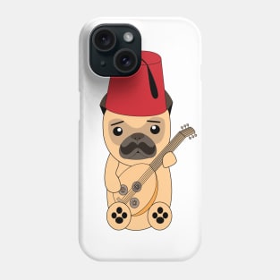 Pug dog playing Oud - Middle Eastern musical instrument Phone Case