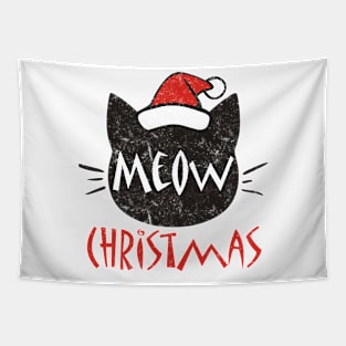 Meow Christmas Funny Distressed Cat Tapestry