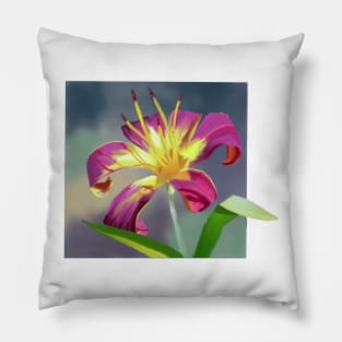 Purple Yellow Lily Pillow