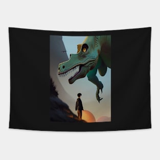 SCARY BLUE AND PURPLE DINOSAUR Tapestry