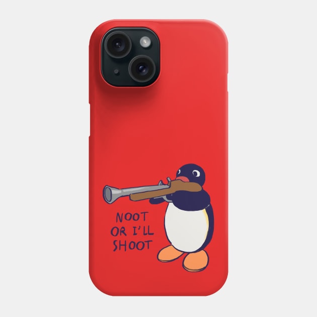 penguin with gun meme / pingu noot or i'll shoot Phone Case by mudwizard