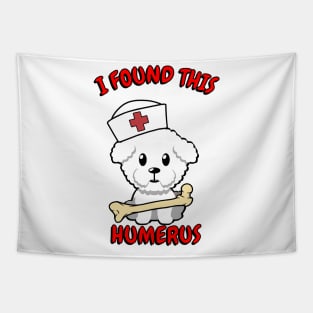 Funny furry dog is a nurse Tapestry