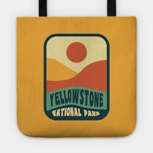 Yellowstone National Park Retro Sunset Vintage Badge Tote