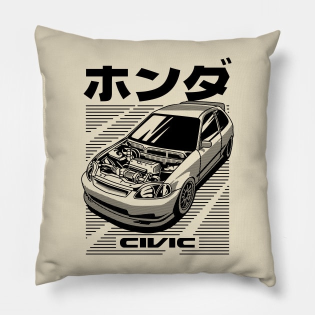 JDM honda civic eg Pillow by celengan