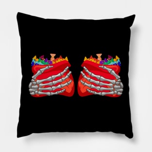 Funny Halloween Skeleton holding candy Candy Security Pillow