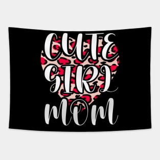 Cute Girl Mom Leopard Heart Mother's Day Girl Mama Mom Tapestry