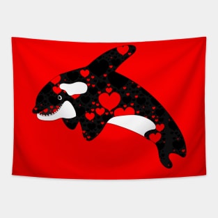 Orca Whale Hearts Tapestry