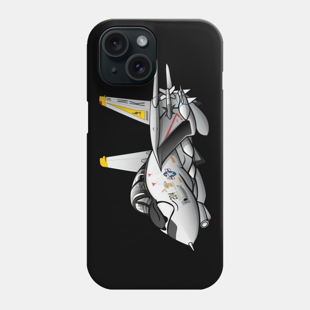 F-14 Tomcat Military Fighter Jet Aircraft Cartoon Illustration Phone Case by hobrath