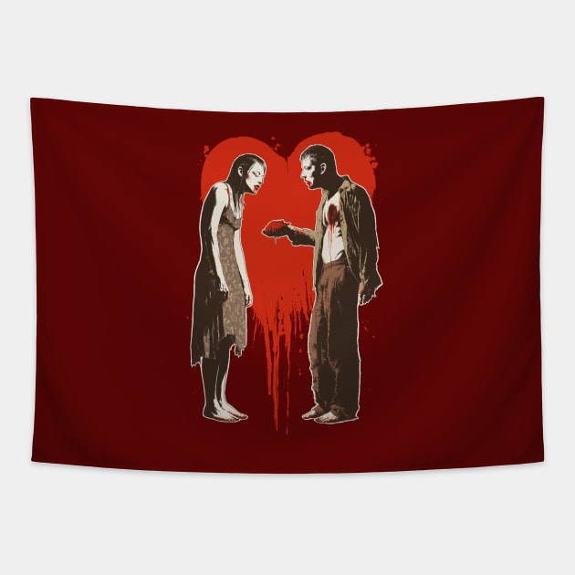 Zombie Romance Tapestry by Moutchy