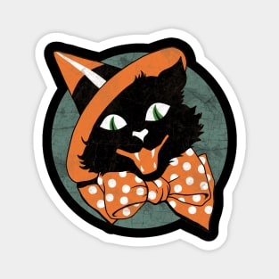 Vintage Halloween Cat -  Spooky Black Cat Magnet