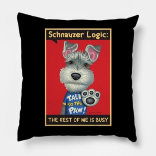 Schnauzer wearing blue shirt Pillow