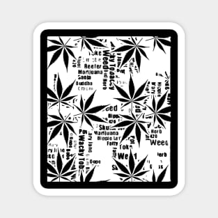 Black and white weed graphic Magnet