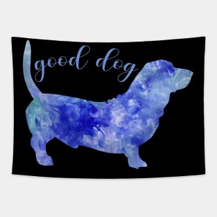 good dog watercolor blue Tapestry